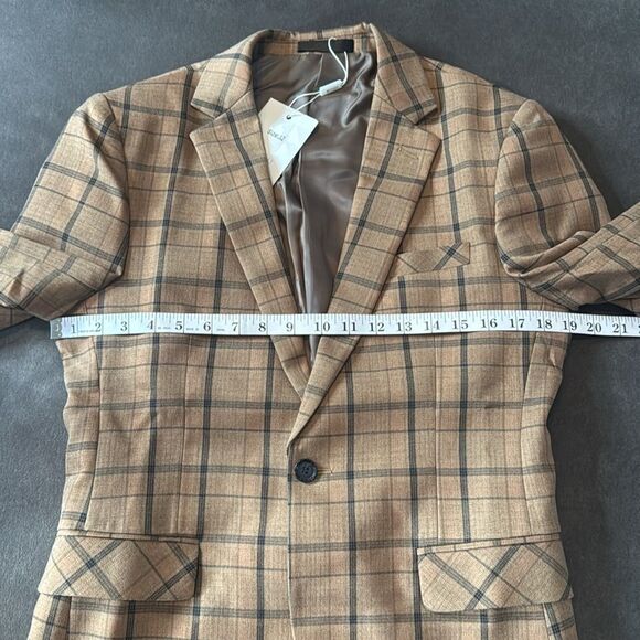 Men’s Brown Plaid 3 Piece Suit One Button Notched Lapel 32 Jacket 30 Pants NWT - Picture 7 of 16